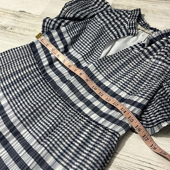 Marie Oliver Silk Blend Tiered Bay Navy and White Dress Size XXS - Picture 8 of 11